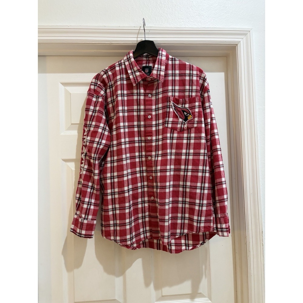 Arizona Cardinals NFL Men's Medium Red Plaid Flannel Button-Up Shirt